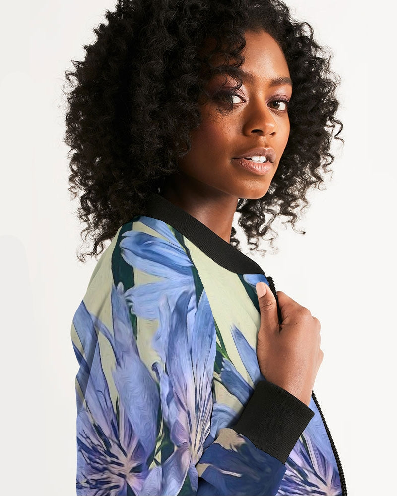 Blue Wildflowers Women's Bomber Jacket