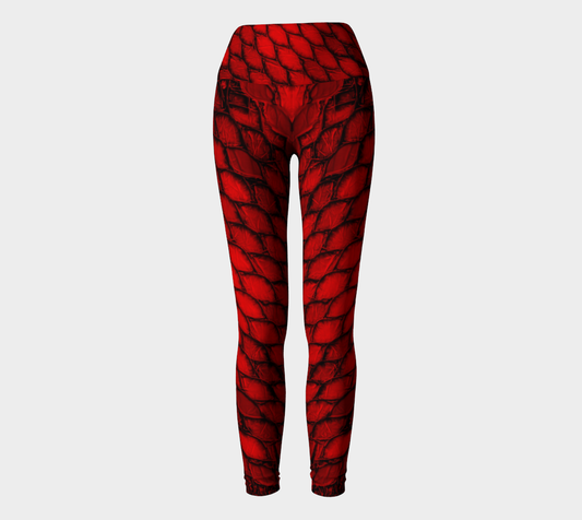 Red Dragon Scales Yoga Leggings