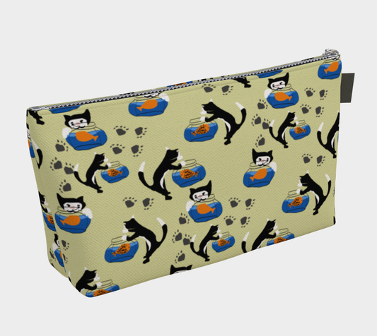 Cat and  A Fishbowl Makeup Bag