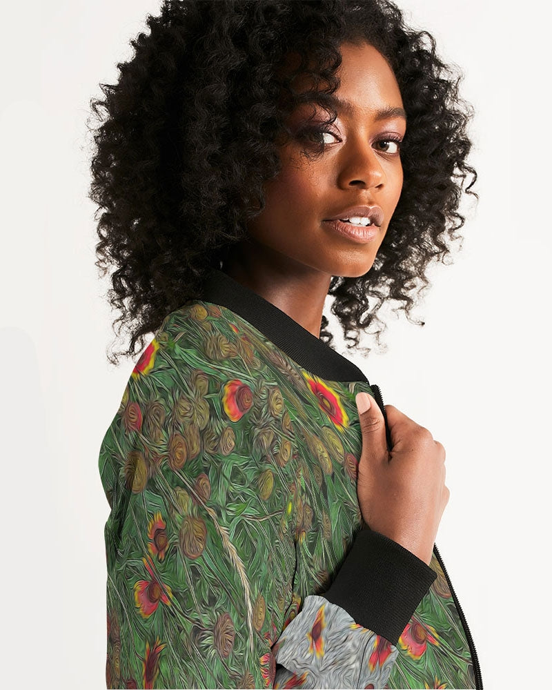Orange Flower Garden Women's Bomber Jacket