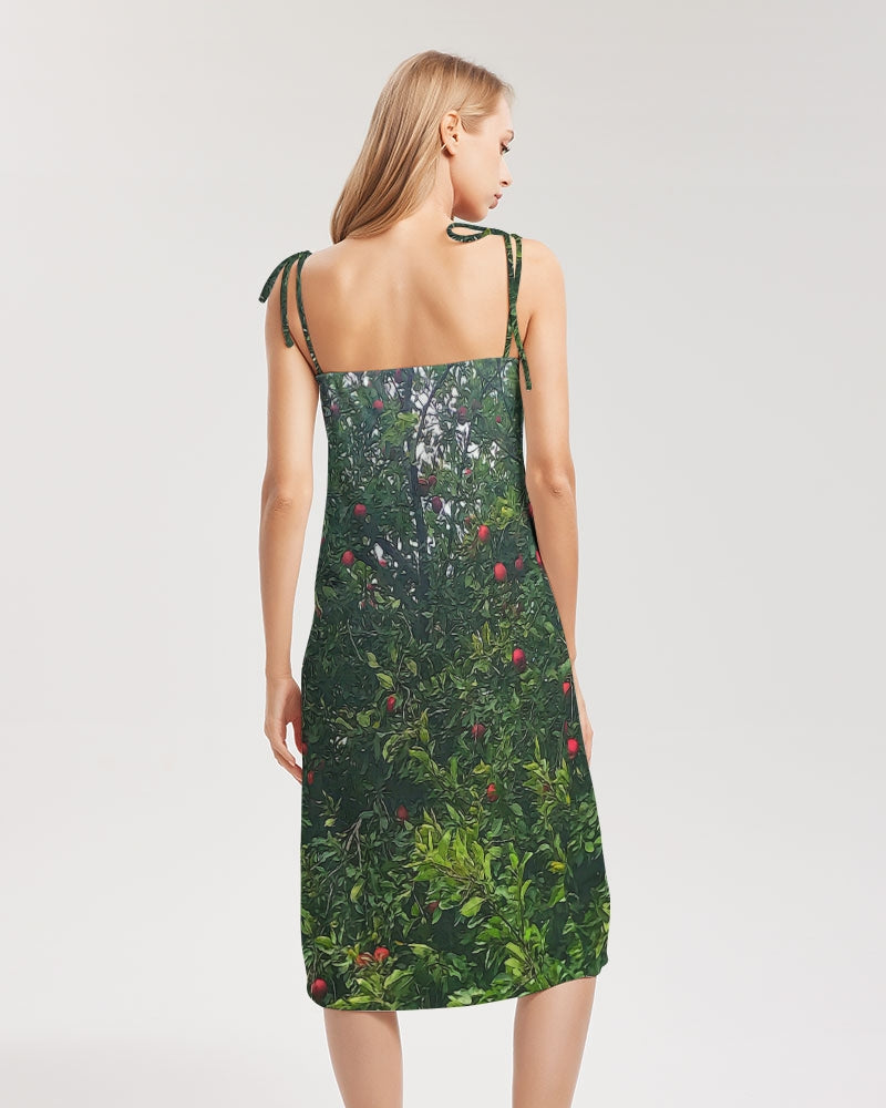 Apple Tree Close Up Women's Tie Strap Split Dress