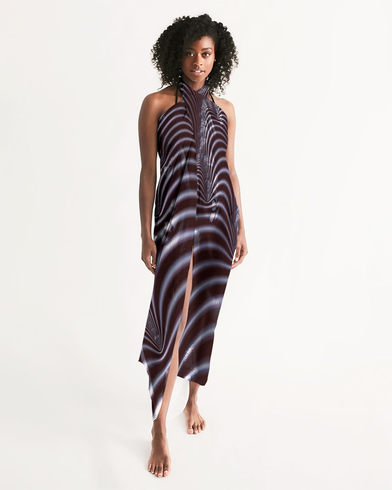 Black and White Spiral Fractal Swim Cover Up