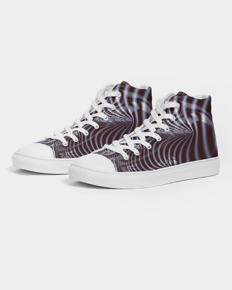 Black and White Spiral Fractal Women's Hightop Canvas Shoe