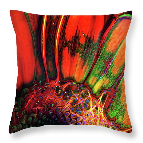 Abstract Orange Daisy - Throw Pillow
