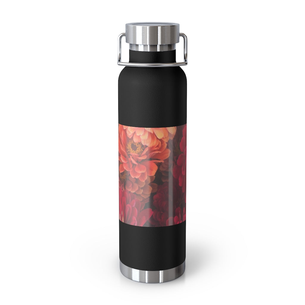 Peach and Pink Zinnias 22oz Vacuum Insulated Bottle