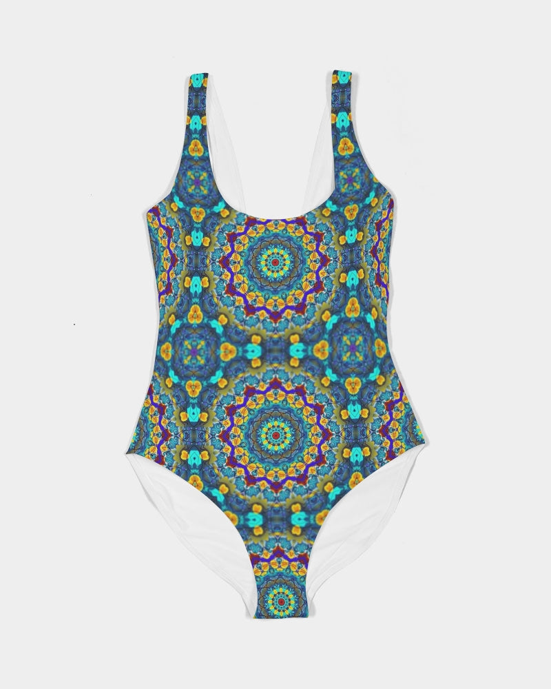 Blue Green Blur Kaleidoscope Women's One-Piece Swimsuit