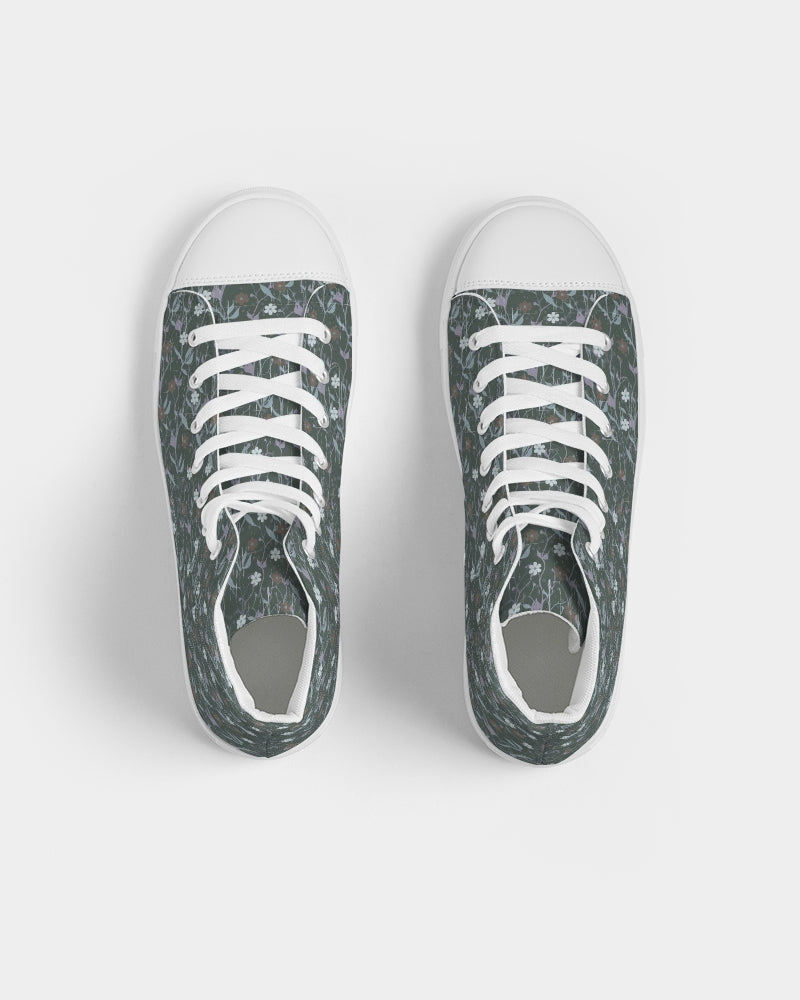 Violets On Gray Women's Hightop Canvas Shoe