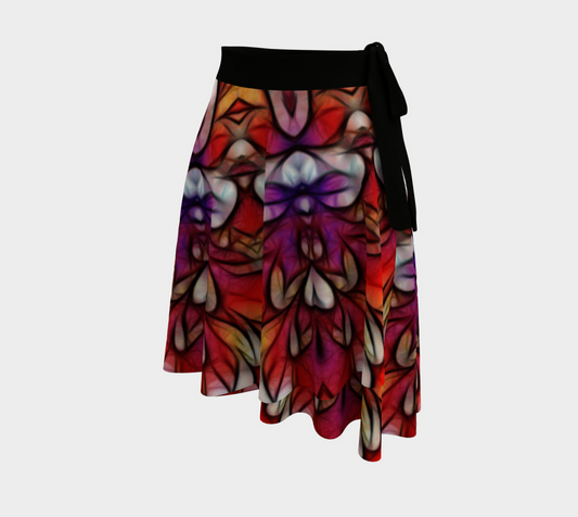 Orange Purple Flower Abstract Wrap Skirt