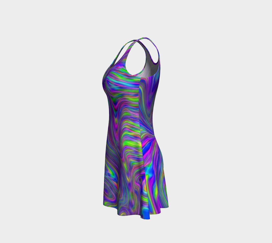 Abstract In Blue Flare Dress
