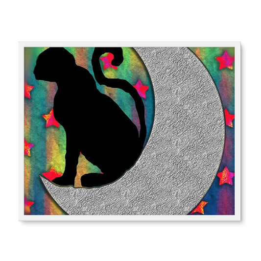 Cat On A Moon Framed Photo Tile