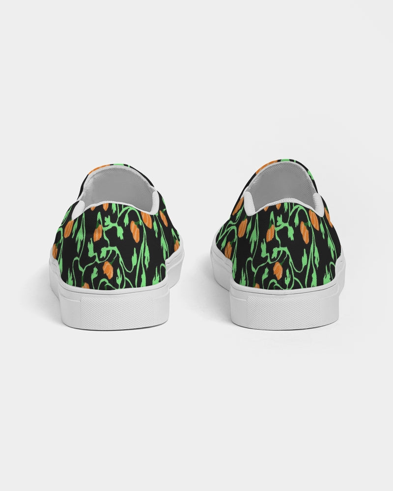 Pumpkin and Vines Patttern Women's Slip-On Canvas Shoe