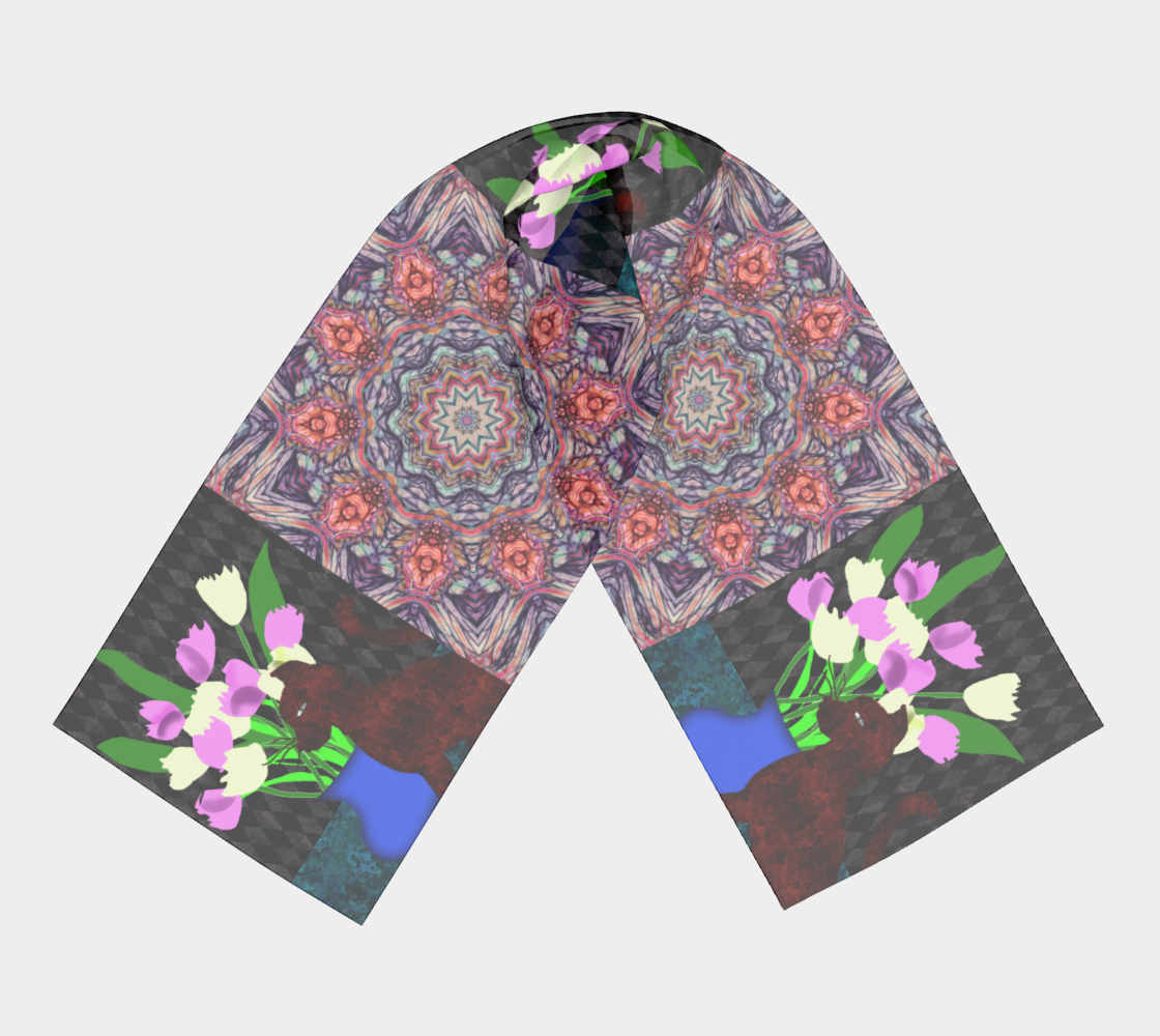 The Cat and The Tulips Long Scarf