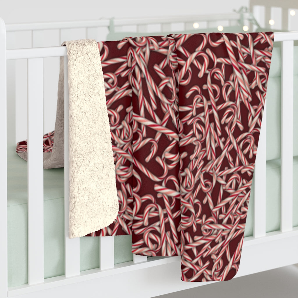 Candy Cane Pattern Sherpa Fleece Blanket