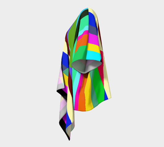 Stripes Interrupted Draped Kimono