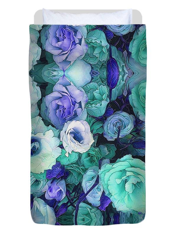 Aqua Flower Kaleidoscope - Duvet Cover