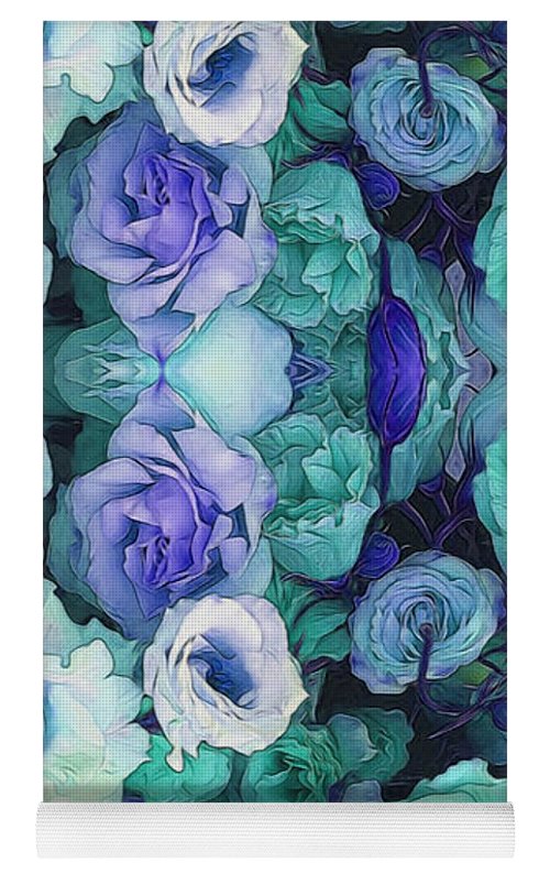 Aqua Flower Kaleidoscope - Yoga Mat