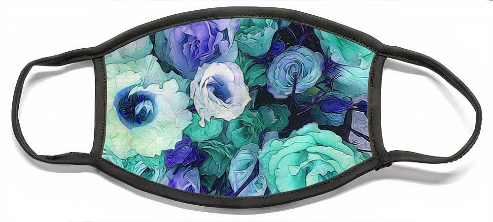 Aqua Flower Kaleidoscope - Face Mask
