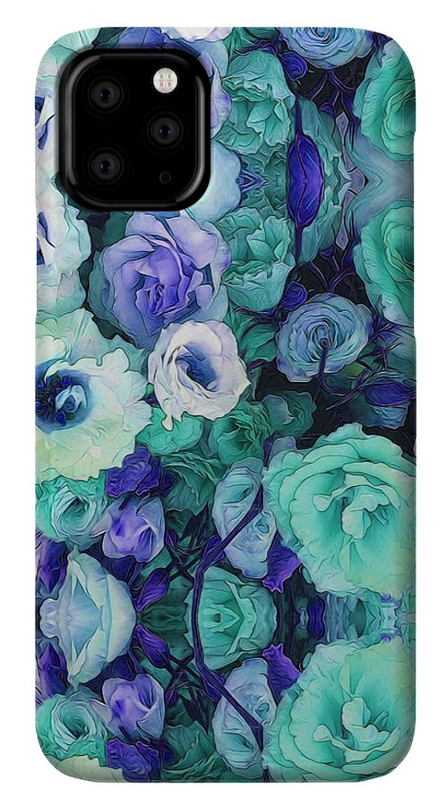 Aqua Flowers Kaleidoscope - Phone Case