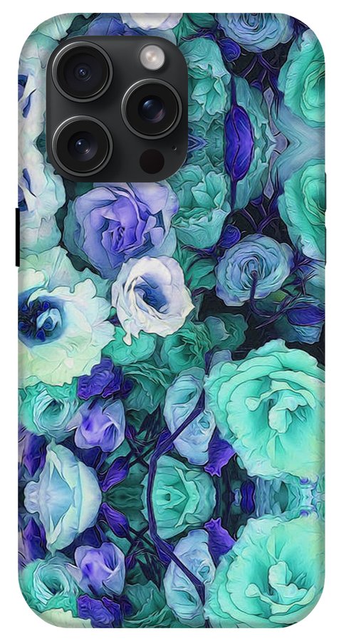 Aqua Flowers Kaleidoscope - Phone Case