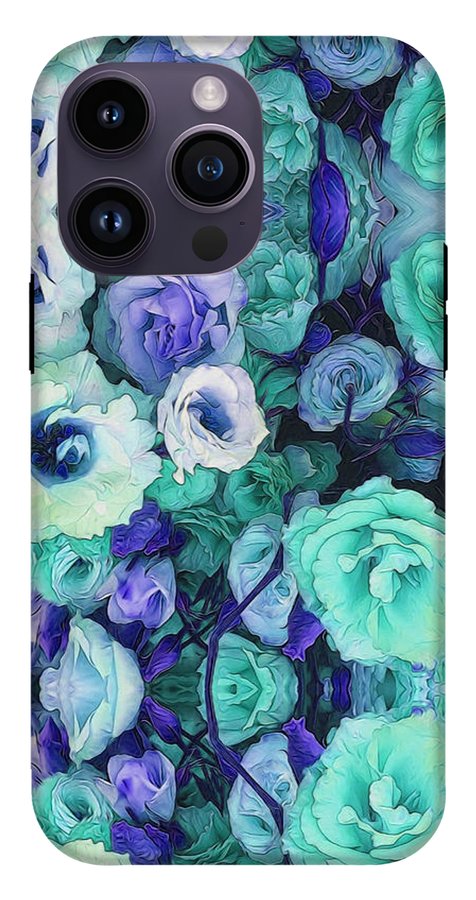 Aqua Flowers Kaleidoscope - Phone Case