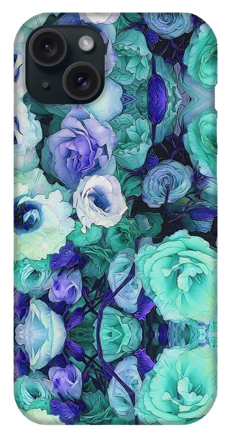Aqua Flowers Kaleidoscope - Phone Case