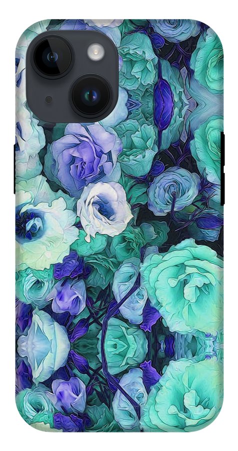 Aqua Flowers Kaleidoscope - Phone Case