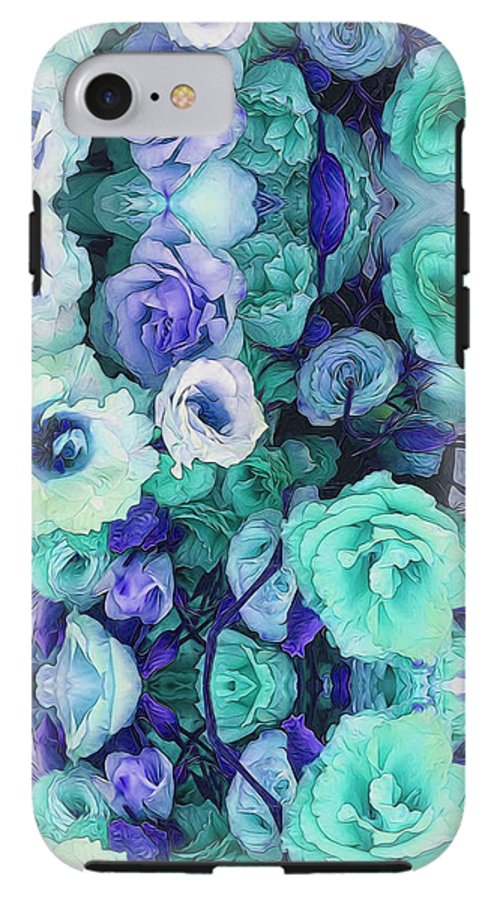 Aqua Flowers Kaleidoscope - Phone Case