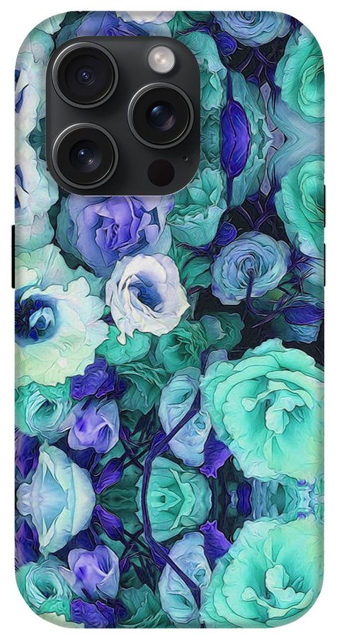 Aqua Flowers Kaleidoscope - Phone Case
