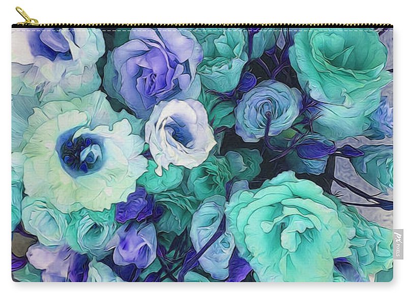 Aqua Flowers Kaleidoscope - Carry-All Pouch