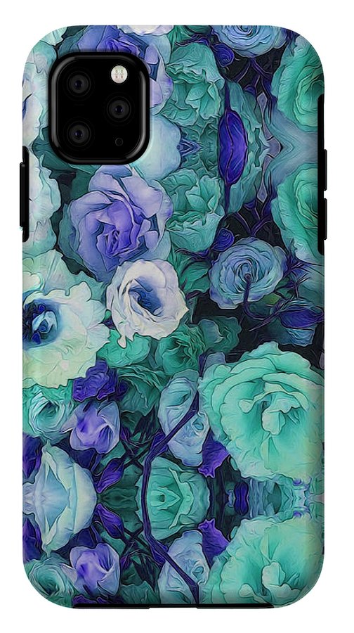 Aqua Flowers Kaleidoscope - Phone Case