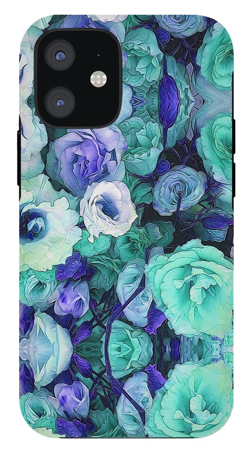 Aqua Flowers Kaleidoscope - Phone Case