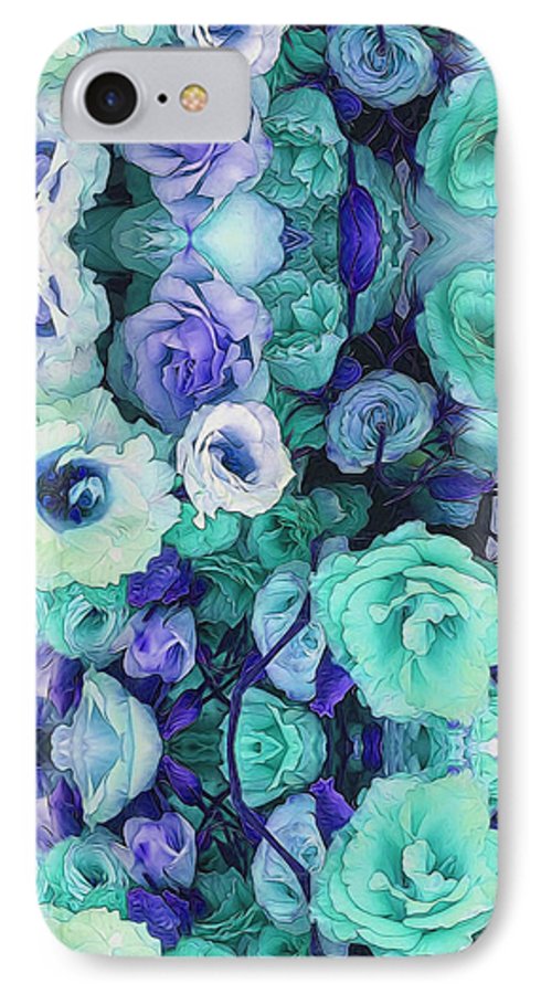 Aqua Flowers Kaleidoscope - Phone Case