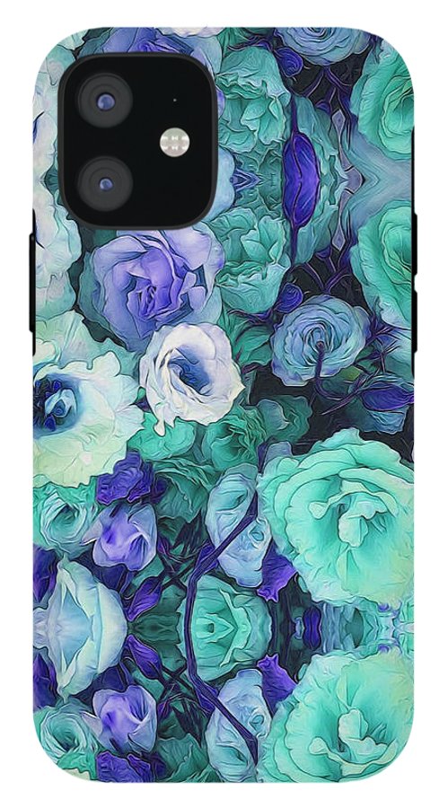 Aqua Flowers Kaleidoscope - Phone Case