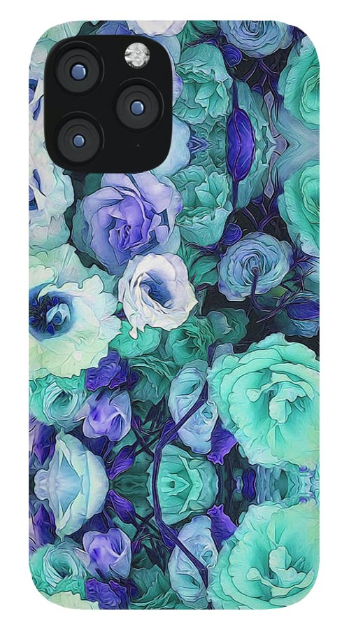 Aqua Flowers Kaleidoscope - Phone Case