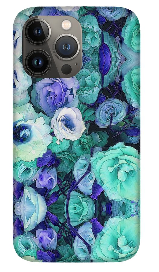 Aqua Flowers Kaleidoscope - Phone Case
