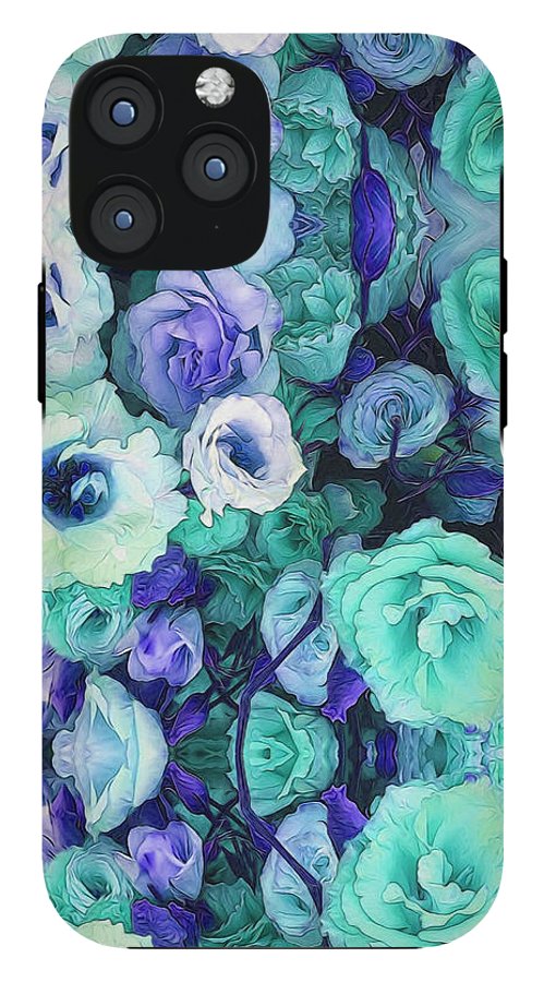 Aqua Flowers Kaleidoscope - Phone Case