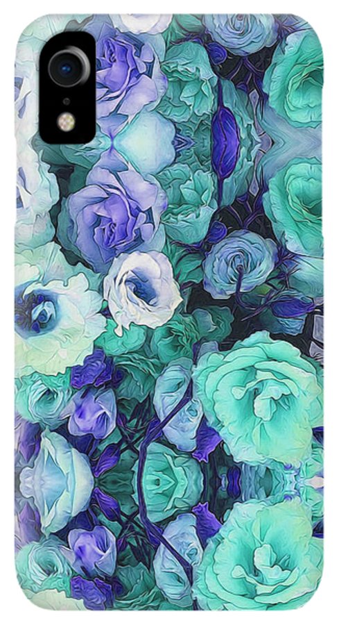 Aqua Flowers Kaleidoscope - Phone Case