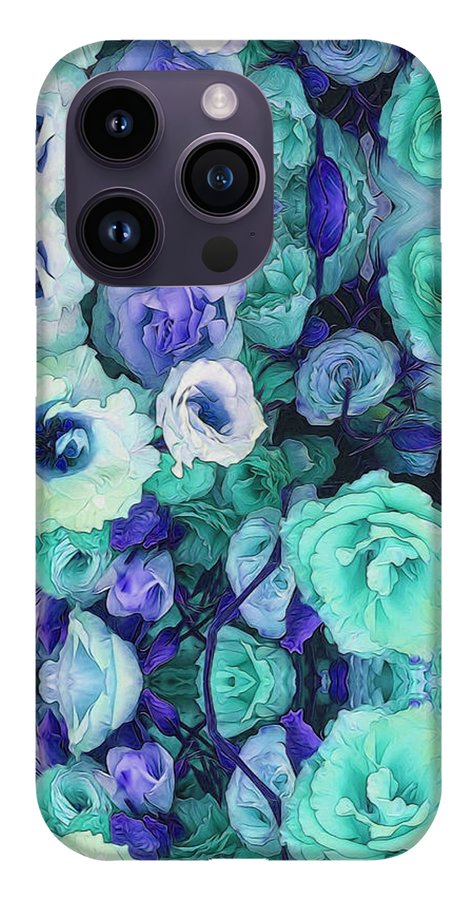 Aqua Flowers Kaleidoscope - Phone Case