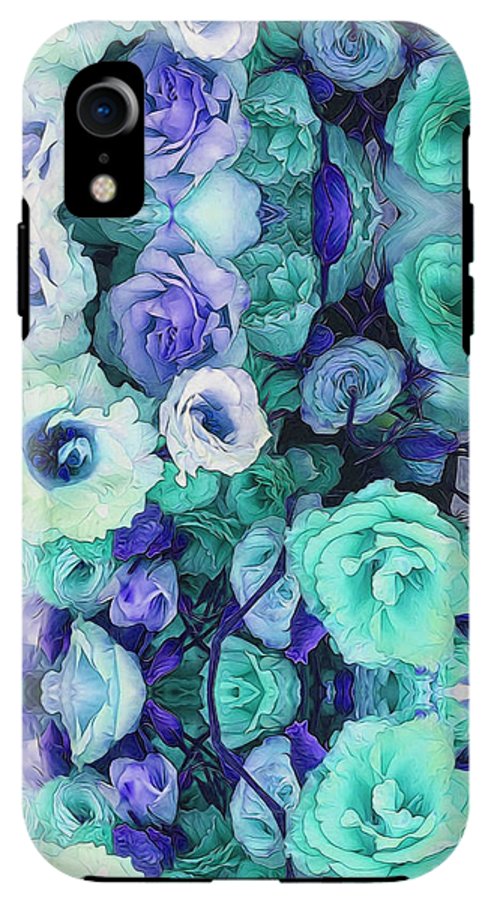 Aqua Flowers Kaleidoscope - Phone Case
