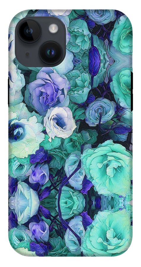 Aqua Flowers Kaleidoscope - Phone Case