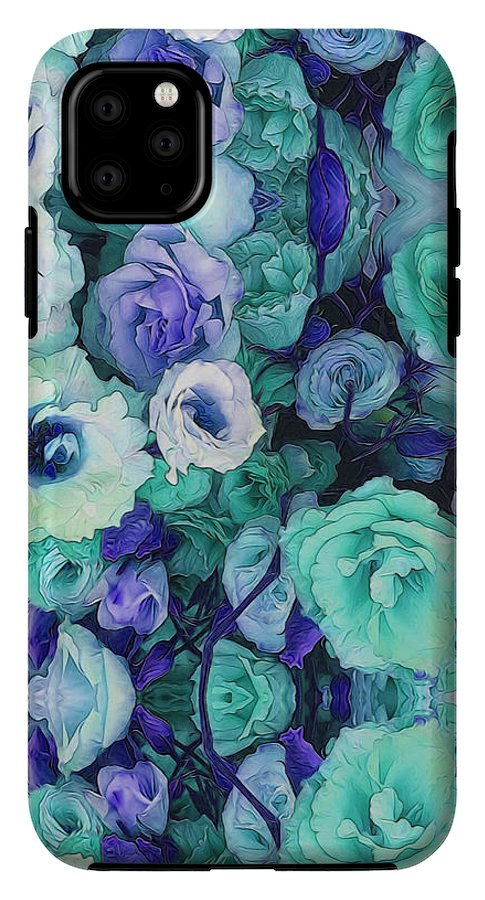 Aqua Flowers Kaleidoscope - Phone Case
