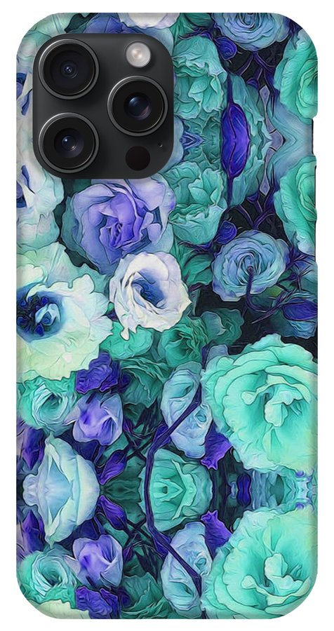 Aqua Flowers Kaleidoscope - Phone Case