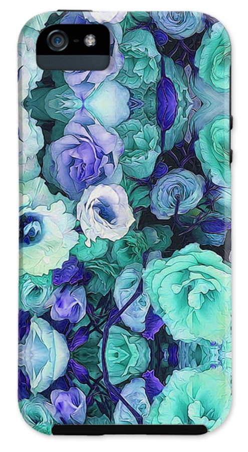 Aqua Flowers Kaleidoscope - Phone Case