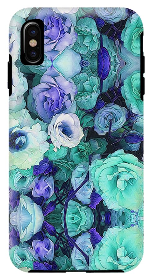 Aqua Flowers Kaleidoscope - Phone Case