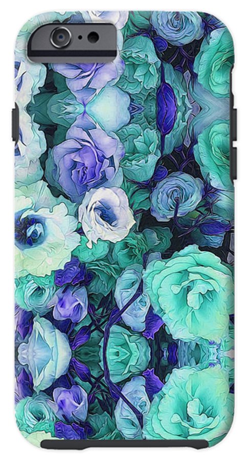 Aqua Flowers Kaleidoscope - Phone Case