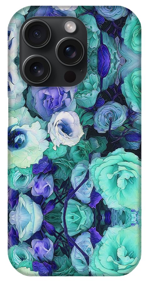 Aqua Flowers Kaleidoscope - Phone Case
