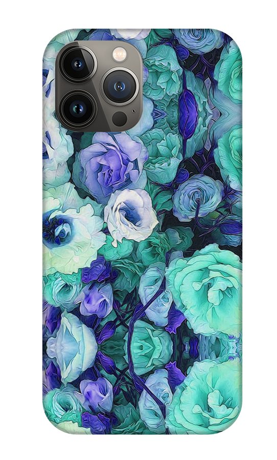 Aqua Flowers Kaleidoscope - Phone Case