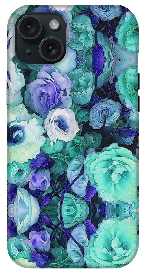 Aqua Flowers Kaleidoscope - Phone Case