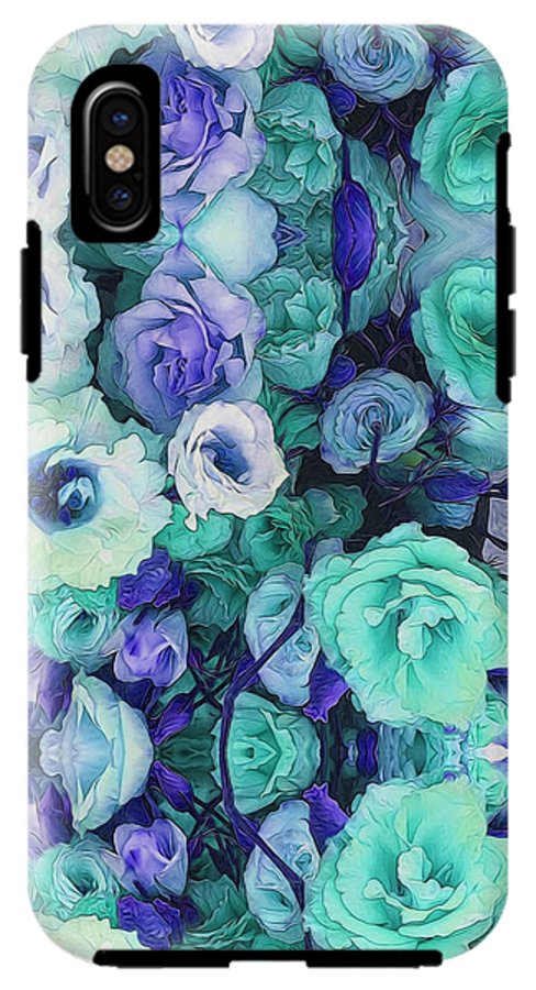 Aqua Flowers Kaleidoscope - Phone Case