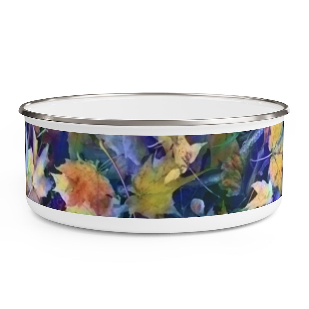 Late October Leaves In Blue Enamel Bowl